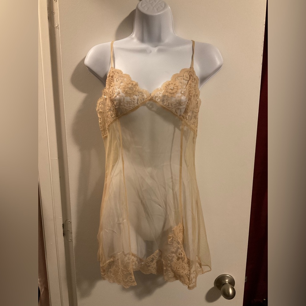 Victoria's Secret Sheer Lace Chemise in Cream